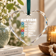 Autism Support Family Awareness Ornament Glass Ornament - Material: Heart Glass Ornament