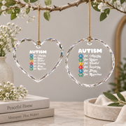 Autism Support Family Awareness Ornament Glass Ornament - Material: Heart Glass Ornament