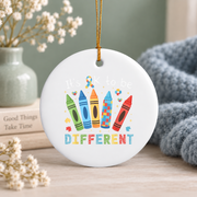 Autism Unique Identity Awareness Ornament Glass Ornament - Material: Circle Ceramic Ornament