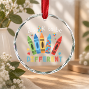 Autism Unique Identity Awareness Ornament Glass Ornament - Material: Circle Glass Ornament