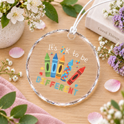 Autism Unique Identity Awareness Ornament Glass Ornament - Material: Circle Glass Ornament