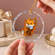 Autumn Fox Forest Animal Baby Keepsake Ceramic Ornament - Material: Circle Glass Ornament
