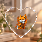 Autumn Fox Forest Animal Baby Keepsake Ceramic Ornament - Material: Heart Glass Ornament