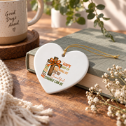 Autumn God's Way Cross Christian Glass Ornament - Material: Heart Ceramic Ornament