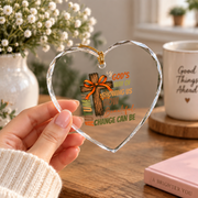 Autumn God's Way Cross Christian Glass Ornament - Material: Heart Glass Ornament