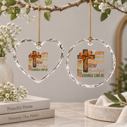 Autumn God's Way Cross Christian Glass Ornament - Material: Heart Glass Ornament