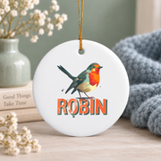 Awesome Robin Bird Cute Animal Glass Ornament - Material: Circle Ceramic Ornament