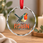 Awesome Robin Bird Cute Animal Glass Ornament - Material: Circle Glass Ornament