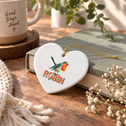 Awesome Robin Bird Cute Animal Glass Ornament - Material: Heart Ceramic Ornament