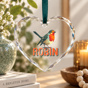 Awesome Robin Bird Cute Animal Glass Ornament - Material: Heart Glass Ornament