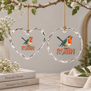 Awesome Robin Bird Cute Animal Glass Ornament - Material: Heart Glass Ornament