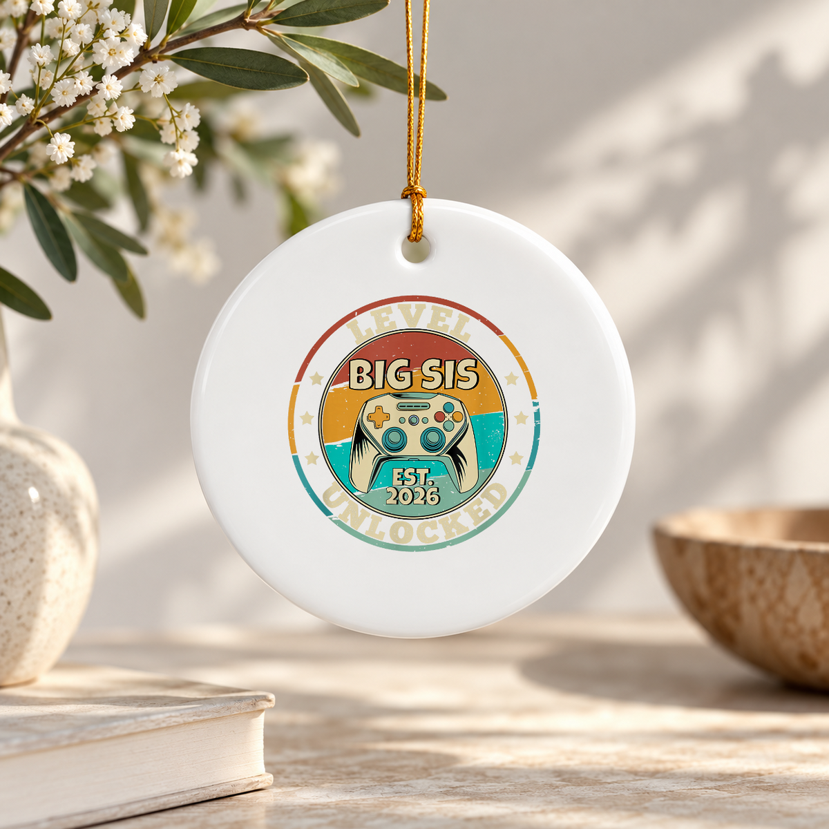 Baby Announcement Keepsake Gift Ceramic Ornament - Material: Circle Ceramic Ornament