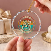 Baby Announcement Keepsake Gift Ceramic Ornament - Material: Circle Glass Ornament