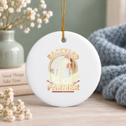 Backyard Chicken Farmer Patriotic Glass Ornament - Material: Circle Ceramic Ornament