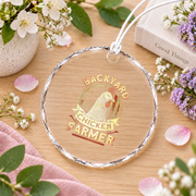 Backyard Chicken Farmer Patriotic Glass Ornament - Material: Circle Glass Ornament