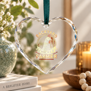 Backyard Chicken Farmer Patriotic Glass Ornament - Material: Heart Glass Ornament