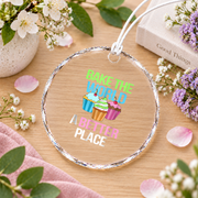 Bake The World A Better Place Baking Lover Gift Kitchen Decoration Glass Ornament - Material: Circle Glass Ornament