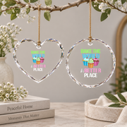 Bake The World A Better Place Baking Lover Gift Kitchen Decoration Glass Ornament - Material: Heart Glass Ornament