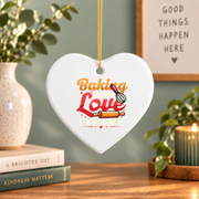 Baking Is My Love Language Funny Baker Gift Kitchen Holiday Decor Glass Ornament - Material: Heart Ceramic Ornament