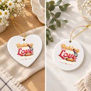 Baking Is My Love Language Funny Baker Gift Kitchen Holiday Decor Glass Ornament - Material: Heart Ceramic Ornament