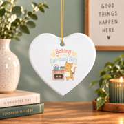 Baking Is My Spiritual Gift Baker Lover Kitchen Decoration Gift Glass Ornament - Material: Heart Ceramic Ornament