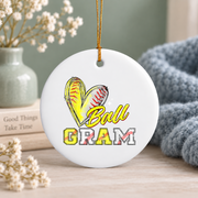 Ball Gram Baseball Softball Player Gift Glass Ornament - Material: Circle Ceramic Ornament