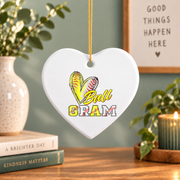 Ball Gram Baseball Softball Player Gift Glass Ornament - Material: Heart Ceramic Ornament