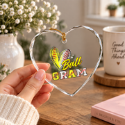 Ball Gram Baseball Softball Player Gift Glass Ornament - Material: Heart Glass Ornament