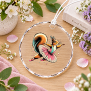 Ballerina Wild Squirrel Dancing Cute Animal Glass Ornament - Material: Circle Glass Ornament