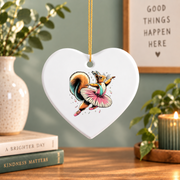 Ballerina Wild Squirrel Dancing Cute Animal Glass Ornament - Material: Heart Ceramic Ornament