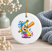 Banana Baseball Ice Cream Drip Sports Lover Glass Ornament - Material: Circle Ceramic Ornament