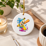 Banana Baseball Ice Cream Drip Sports Lover Glass Ornament - Material: Circle Ceramic Ornament