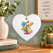 Banana Baseball Ice Cream Drip Sports Lover Glass Ornament - Material: Heart Ceramic Ornament