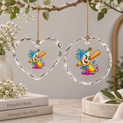 Banana Baseball Ice Cream Drip Sports Lover Glass Ornament - Material: Heart Glass Ornament