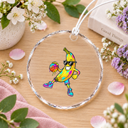 Banana Basketball Drip Sports Theme Gift Glass Ornament - Material: Circle Glass Ornament