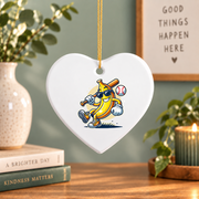 Banana Playing Baseball Fruit Lover Gift Glass Ornament - Material: Heart Ceramic Ornament