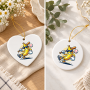 Banana Playing Baseball Fruit Lover Gift Glass Ornament - Material: Heart Ceramic Ornament