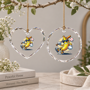 Banana Playing Baseball Fruit Lover Gift Glass Ornament - Material: Heart Glass Ornament