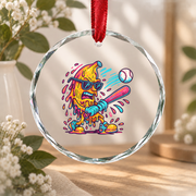 Banana Swinging Baseball Ice Cream Drip Glass Ornament - Material: Circle Glass Ornament