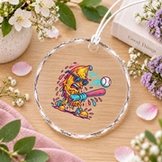 Banana Swinging Baseball Ice Cream Drip Glass Ornament - Material: Circle Glass Ornament
