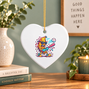Banana Swinging Baseball Ice Cream Drip Glass Ornament - Material: Heart Ceramic Ornament