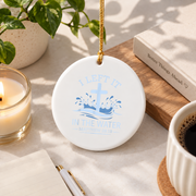 Baptism Cross Christian Faith Glass Ornament - Material: Circle Ceramic Ornament