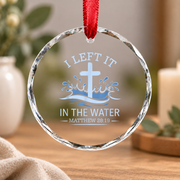 Baptism Cross Christian Faith Glass Ornament - Material: Circle Glass Ornament