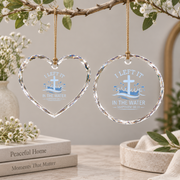 Baptism Cross Christian Faith Glass Ornament - Material: Heart Glass Ornament