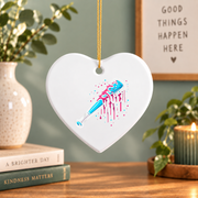 Baseball Bat Ice Cream Sprinkles Drip Glass Ornament - Material: Heart Ceramic Ornament
