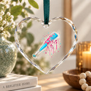 Baseball Bat Ice Cream Sprinkles Drip Glass Ornament - Material: Heart Glass Ornament