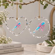 Baseball Bat Ice Cream Sprinkles Drip Glass Ornament - Material: Heart Glass Ornament