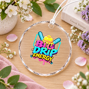 Baseball Big Drip Energy Ice Cream Glass Ornament - Material: Circle Glass Ornament