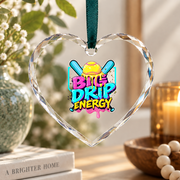 Baseball Big Drip Energy Ice Cream Glass Ornament - Material: Heart Glass Ornament