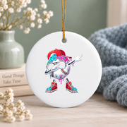 Baseball Dabbing Ice Cream Drip Sports Glass Ornament - Material: Circle Ceramic Ornament